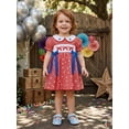 thumbnail image 5 of BemeyourBBs Toddler Baby Girl 4th of July Dress Outfit Little Baby Girl Patriot Independence Day Dress Summer Smocked Dress Puff Short Sleeve Doll Collar Star Stripes Print Bow Decor A Line Dress, 5 of 9