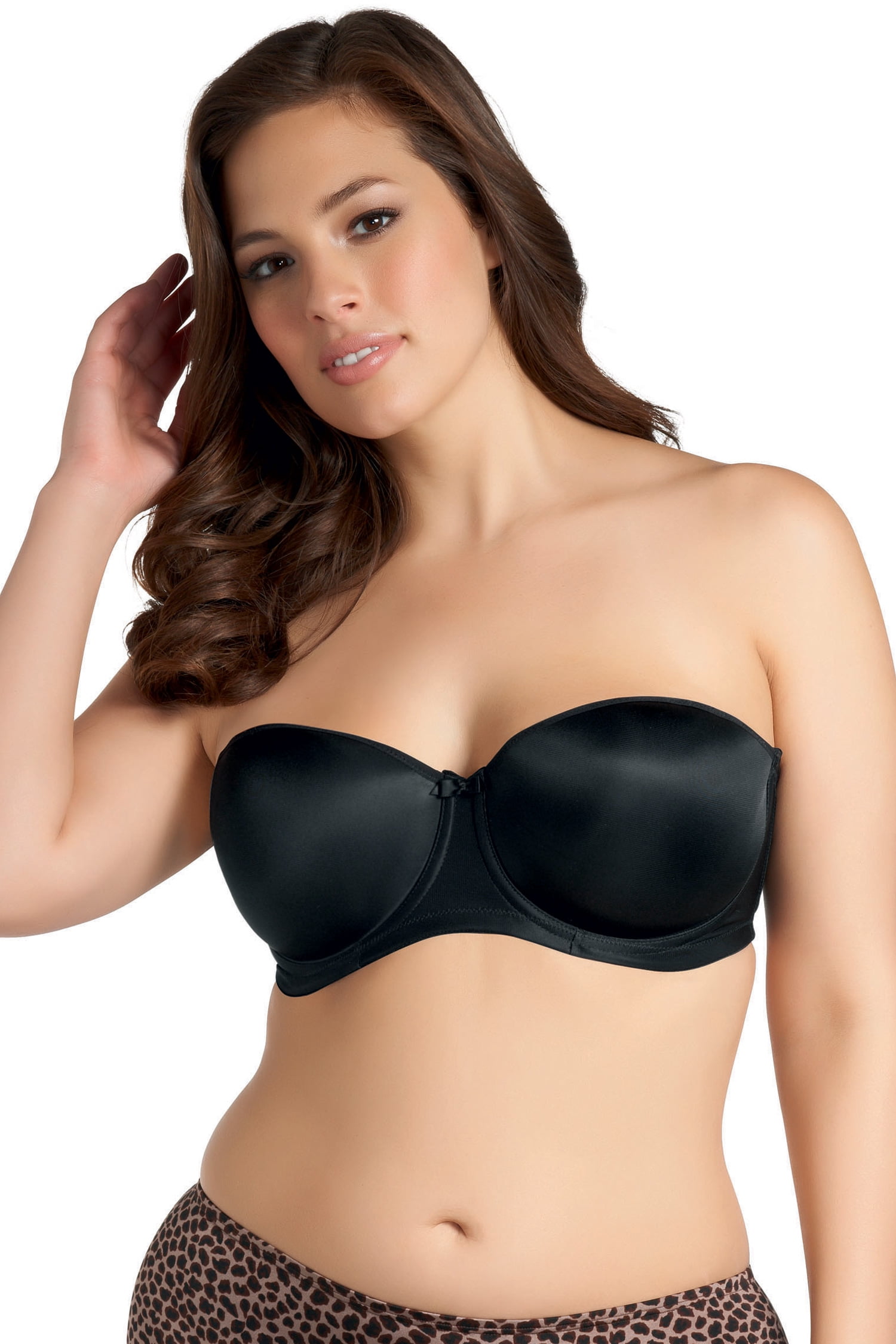 elomi women's plus size smoothing underwire foam molded strapless bra, black