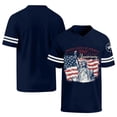 thumbnail image 3 of Zimjoy Men's 250th 4th of July Baseball T-Shirts Cotton V Neck USA Flag Liberty Statue 1776-2026 Print Striped Sleeve Independence Day Casual Wear Navy L, 3 of 5