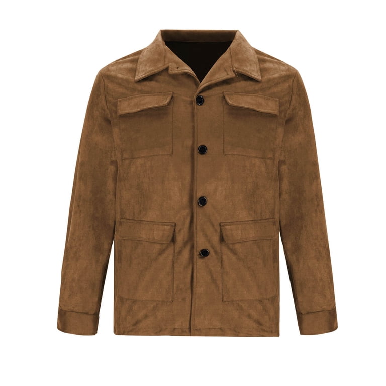Men's Western Suede Jacket - Vintage Cowboy Coat With Plush Collar, Faux Leather, Zip-Up Winter Outerwear