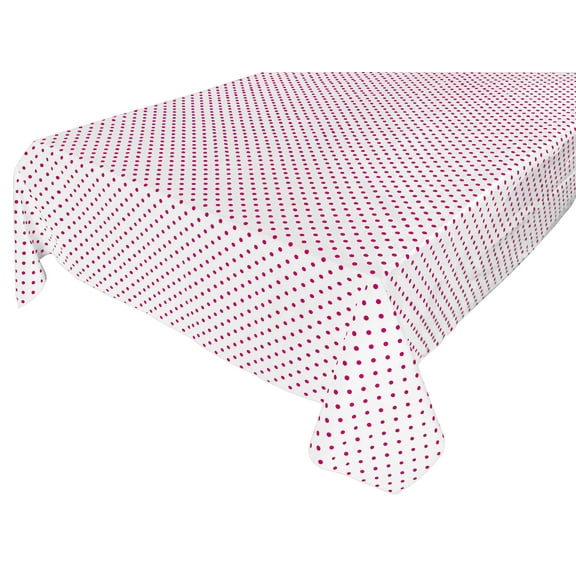 Cotton Tablecloth Polka Dots Print / Small Fuchsia Dots on White