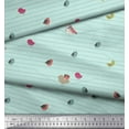 thumbnail image 2 of Soimoi Green polyester Crepe Fabric Stripe & Birds Clip Art Print Fabric by Yard 52 Inch Wide, 2 of 3
