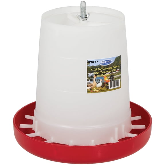 Farm-Tuff Hanging Poultry Feeder Plastic Container - Hanging Feed Pan - 6 Lb, Red — Home & Garage Storage, Stackable Design