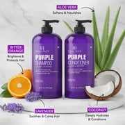 BOTANIC HEARTH Purple Shampoo and Conditioner Set - for All Shades of Blonde, Silver and Gray Hair - Enhances Highlights - Sulfate Free, Paraben Free, 16 fl oz each
