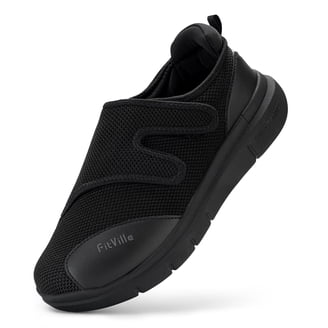 FitVille Hardloopschoenen voor Weg Mannen Heren Sneakers Breed Lichte Ademend Walking Schoenen Zwart 44.5 EU x_breed