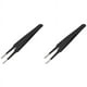 thumbnail image 1 of pinzas rectas de acero inoxidable con punta cuadrada plana antiestática de 4,7 pulgadas de largo, color negro, 1 of 2