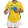 thumbnail image 3 of BAKREP Women Brazil Soccer Jersey, Brazil Flag Graphic Short Sleeve Tee V-Neck T Shirts Happy Trendy Jerseys for Women 2026 Summer Shirts, 3 of 19