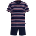 thumbnail image 1 of GÖTZBURG Pijama corto para hombre, cuello en V, rayas, algodón, pijama Azul/Rojo XL (X-Large), 1 of 3