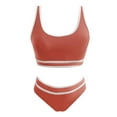 thumbnail image 4 of Tankini Swimsuits for Women High Waisted Bikini Sets Sporty 2Pcs Swimsuit Color Block High Cut Bathing Suits RD2 XL, 4 of 4
