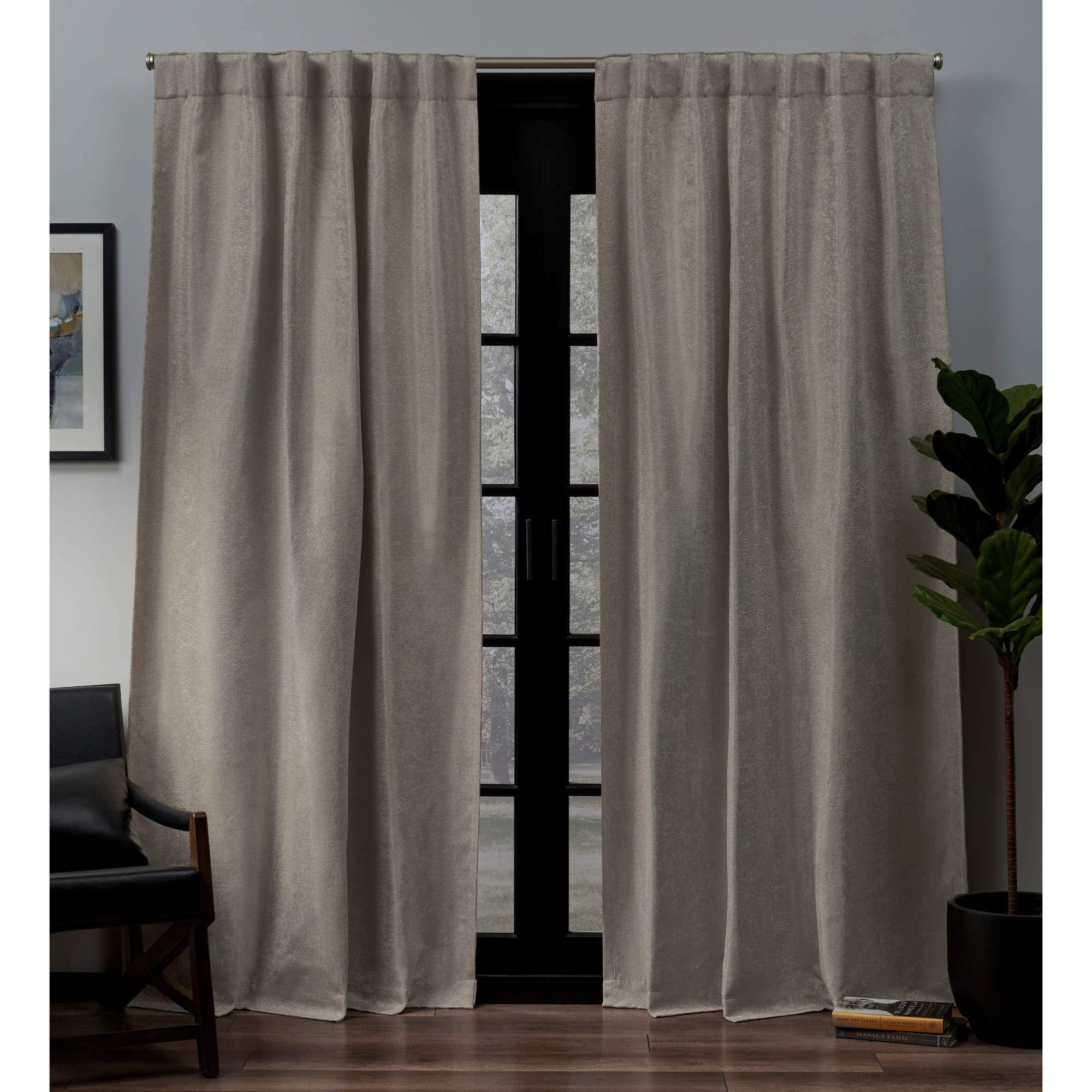 Exclusive Home Lancaster Woven Blackout Hidden Tab Curtain Panel Pair