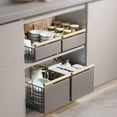 thumbnail image 4 of BouPower Pull Out Cabinet Organizer, No-Drilling, Metal Kitchen Extendable Drawer, Pull Out Drawer- Ideal for Cans&Spices&Bowls&Dishes, for Kitchen Base Cabinet Organization, Pantry, Bathroom, Grey, 4 of 6