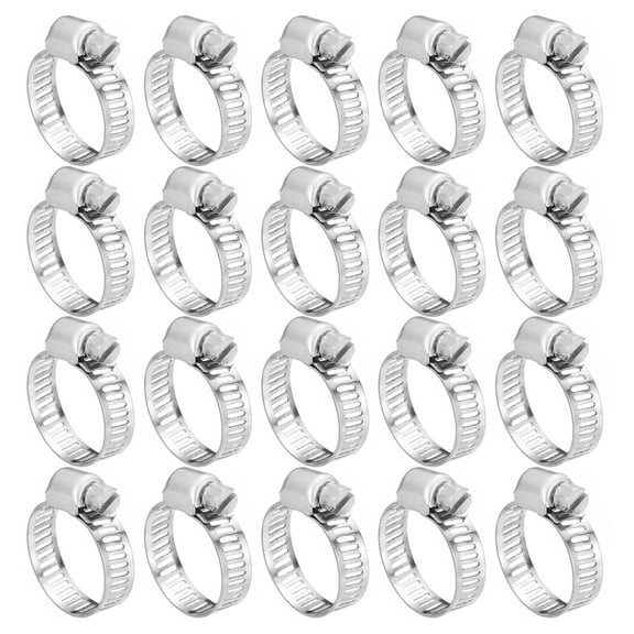 Uxcell Hose Clamp, 5/8" to 1" Adjustable Stainless Steel Worm Gear Hose Clamps for Fuel Line Plumbing, 25Pack