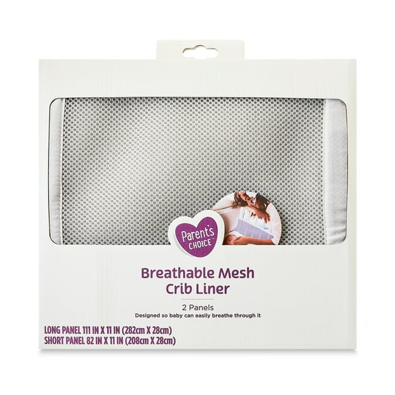 Parent's Choice Breathable Mesh Crib Liner for Full-Size Cribs, Gray