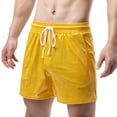 thumbnail image 2 of Conairie Mens Running Shorts Solid Drawstring Loose Quick Dry Elastic Athletic Shorts Comfortable Summer Sport Shorts With Pockets Yellow XXL, 2 of 5