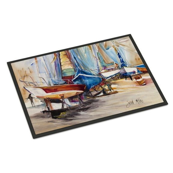 Carolines Treasures JMK1066MAT On the Hill Sailboats Door Mat Indoor Rug or Outdoor Welcome Mat 18x27 Doormat  27"L x
