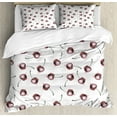 thumbnail image 1 of Cherry Duvet Cover Set Queen Size, Illustration of Grunge Style Sketchy Fruit Motifs on a Plain Background, Decorative 3 Piece Bedding Set with 2 Pillow Shams, White and Dark Coral, by Ambesonne, 1 of 3