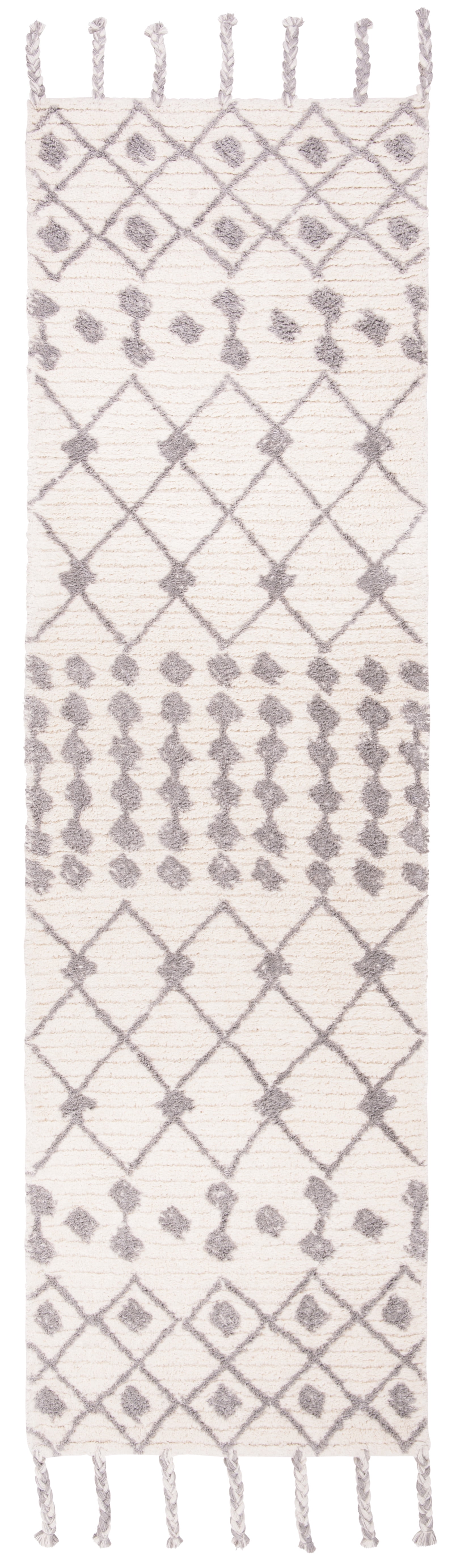 SAFAVIEH Casablanca Victoria Moroccan Wool Runner Rug, Ivory/Silver, 2'3" x 8'