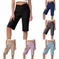 thumbnail image 3 of DuoJiaJ Womens Capri Pants, Stretch Yoga with Pockets Solid Casual Trousers Black L, 3 of 6