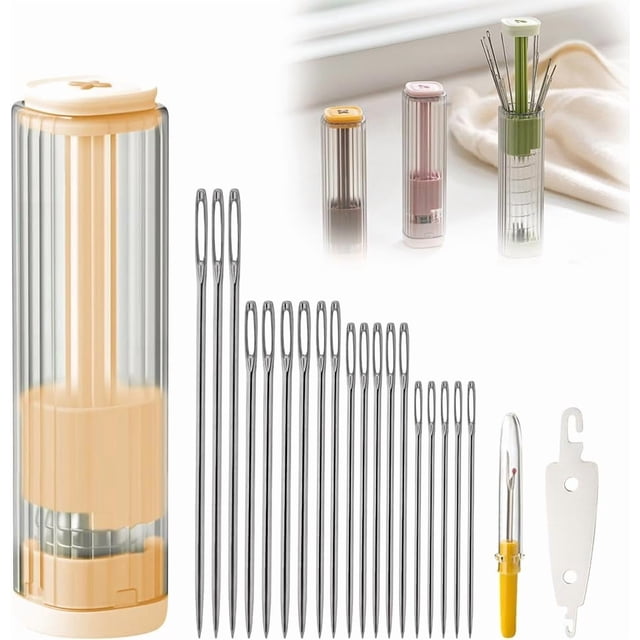 New magnetic sewing needle case, needle threader and seam ripper tool, magnetic pressure design.,Yellow