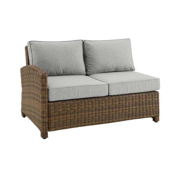 Outdoor Escape Left Side Outdoor Sectional Sofa with Brown Rattan and Gray Cushions