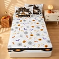 thumbnail image 2 of Homewish Halloween Castle Zipper Queen Comforter Set with Fitted Sheet and 2 Pillowcases, Witch Tombstone Pumpkin Zipper Bedding Set, Black Orange White, Pumpkin Bat Reversible, 2 of 5