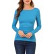 thumbnail image 5 of INSPIRAR CHIC Blusas de Manga Larga Ajustadas de Cuello Redondo para Mujeres en Color Azul Lago, 5 of 7