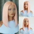 thumbnail image 4 of Light Pink Colored 13x4 Lace Front Wig Straight Short Bob 10-14inch For Women Brazilian Remy Straight HD Lace Frontal Wig Naturai Hairline For Women Daily&Birthday&Wedding Use Wig 180 Density 10 Inch, 4 of 7