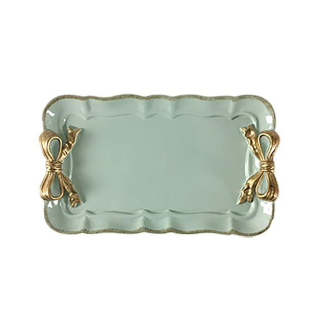 Bandeja para Perfume Bandeja Decorativa Vintage para Collares Joyas Llaves Pendientes y Objetos Pequeños Bandeja Decorativa Vintage Bandeja con Lazo