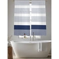 thumbnail image 5 of Abstract Stripe Sheer Curtains 63 Inch Long 2 Panels, Classic Navy Blue Lines Art Light Filtering Rod Pocket Curtains, Sheer Voile Drapes for Living Room Bedroom, 52"x63", 5 of 8