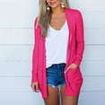 thumbnail image 2 of Knosfe Hot Pink Cute Cardigan Long Sleeve Casual Womens Cardigan Sweaters Plus Size Fall Long Open Front Plus Size Cardigan Sweaters for Women with Pockets S, 2 of 5