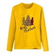 thumbnail image 4 of Odeerbi Christmas Tops For Women Long Sleeve Blouses MERRY CHRISTMAS Plaid Print 2025 Casual Round Neck T-shirt Yellow, 4 of 6
