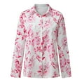 thumbnail image 4 of USSUMA Womens Plus Tops and T-Shirts Cute Summer Tops for Women V Neck Long Sleeve Tops Floral Print Button Down Shirt Tops Loose Casual Blouses Tops 2022 Beach, 4 of 7