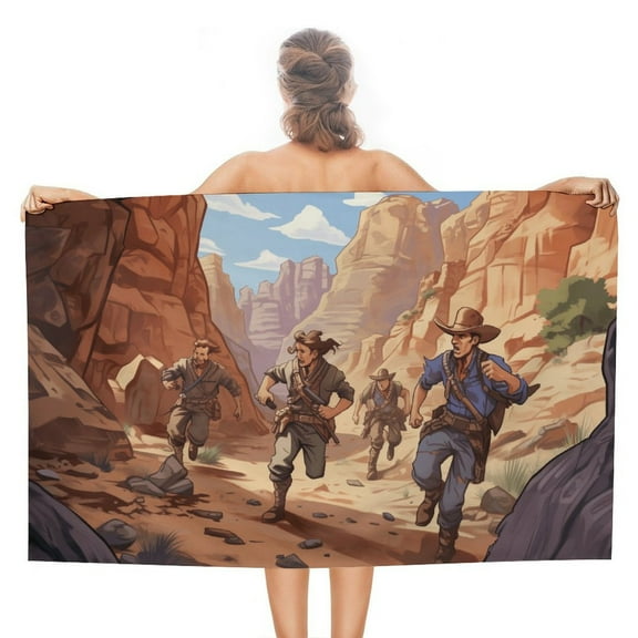 Vintage Western Cowboy Microfiber Lightweight Beach Towel Quick Dry Absorbent Thin Towels for Swimming Pool Camping Beach Easy for Vacation Essentials
