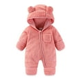 thumbnail image 2 of Kaemgyyd Newborn Baby Winter Clothes Warm Thick Fleece Lined Jumpsuit Unisex Infant Fuzzy Romper Pajamas Outfit for 0-12 Months, 2 of 6