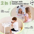thumbnail image 5 of Kids Vanity Set with Mirror, Panda Pattern Kids Table and Chairs with Three-Color Adjustable LED, Girls Vanity for Toddler 3-6 Years, White, 5 of 10