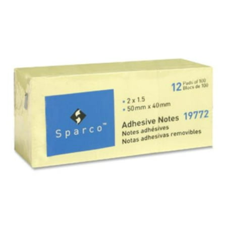 Adhesive Note Set - Sparco Premium Yellow Adhesive Sticky Note 19772
