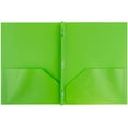 thumbnail image 2 of JAM Paper Plastic 2 Pocket School POP Folders with Metal Prongs Fastener Clasps, Lime Green, 3/Pack, 2 of 4