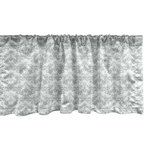Ambesonne Abstract Window Valance, Chandelier Damask Motifs, 54" X 18", White Pale Sage Green