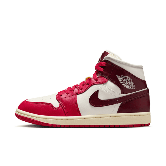 Women's Jordan 1 Mid Sail/Dark Team Red (BQ6472 119) - 9.5