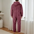thumbnail image 5 of Generic Men's Winter Zipper Hooded Fuzzy Romper Pajamas One Piece Fleece Pajama Jumpsuit Warm Comfy Loungewear, 5 of 5