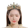 thumbnail image 6 of Rhinestone Crowns Tiaras Wedding Headbands Headpieces Baroque Style Queen Crowns for Events Valentine'S Day Holiday Bridesmaids Women Girls Green, 6 of 9