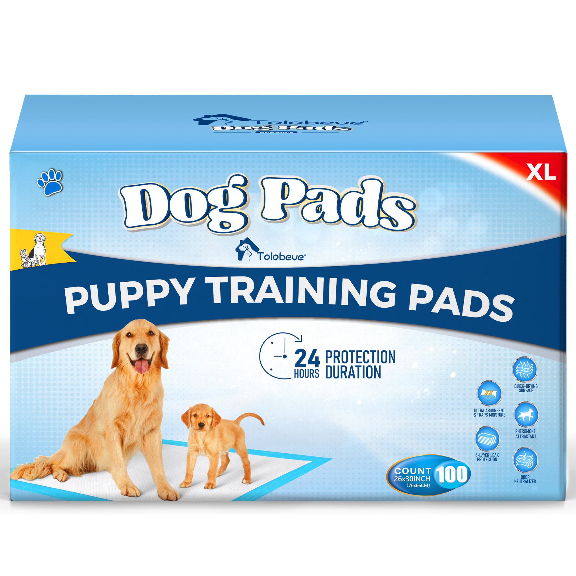 Tolobeve Dog Training Pads, XL, 100 Count