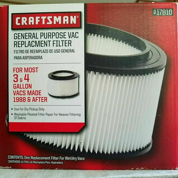 Craftsman 17810 General Purpose Vacuum Filter, 3 To 4 Gallons, 917810