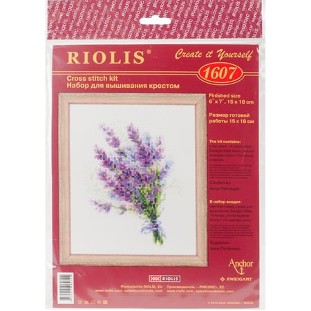 RIOLIS Counted Cross Stitch Kit 1607 Bouquet With Lavender, Embroidery Kit With A Beautiful Purple Lavender Bouquet