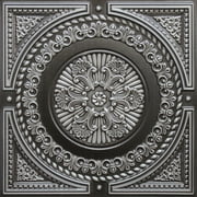 Dundee Deco's Rustic Antique Silver Damask Glue Up/Drop In Ceiling Panels, 2 ft. X 2 ft. (4 sq ft.) each, Pack of 50