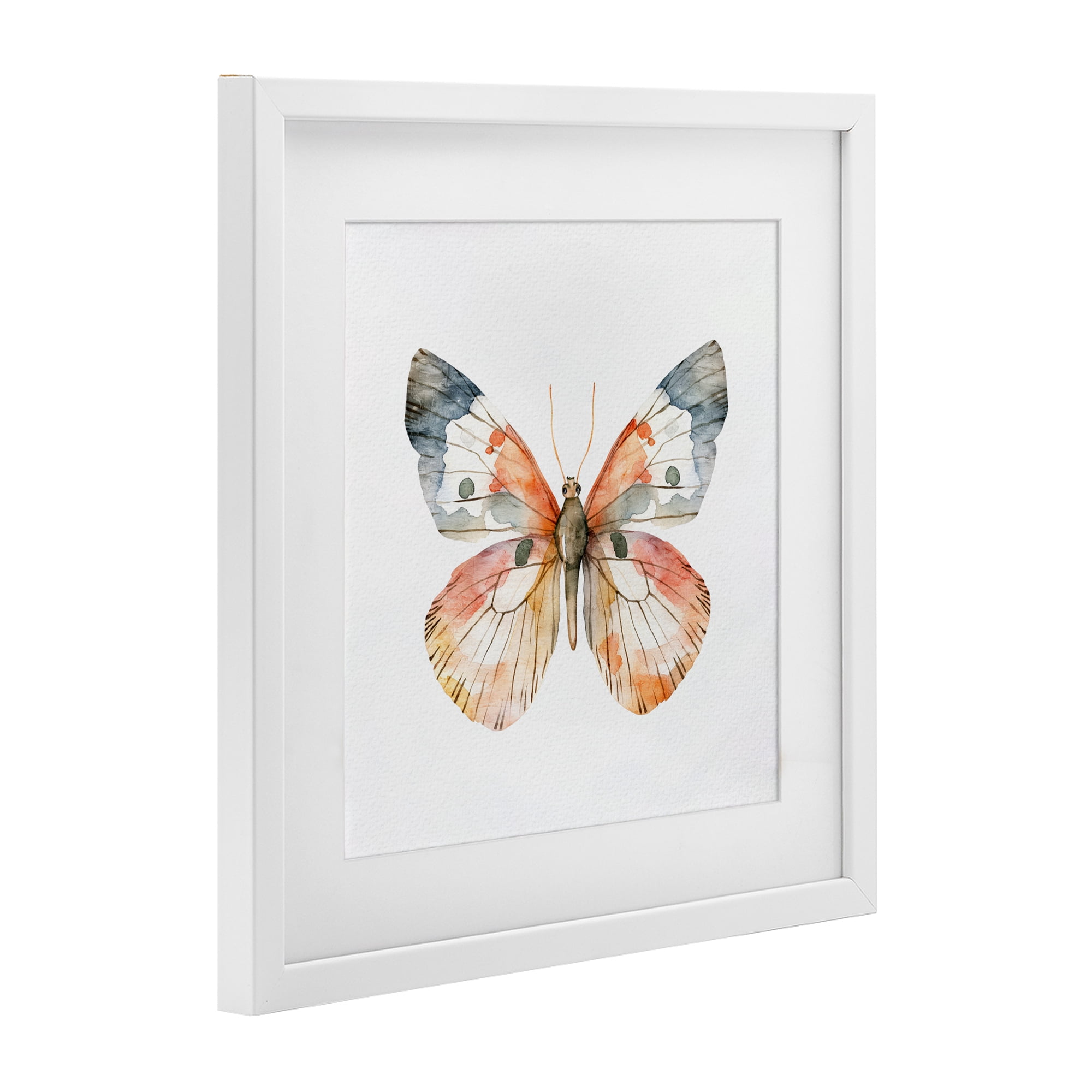 Stupell Industries Warm Watercolor Butterfly White Framed Print Under Glass, design by Kim Allen