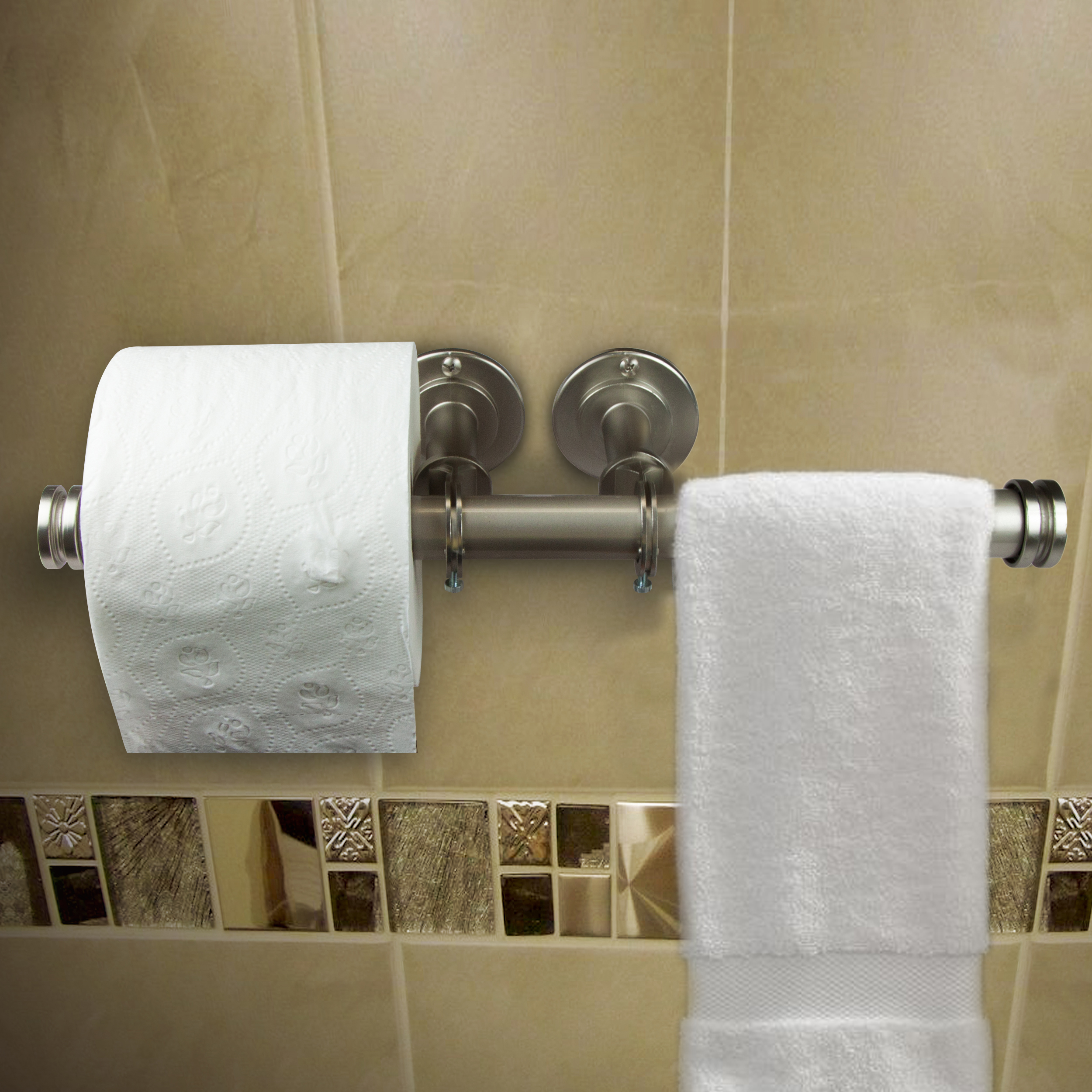 Rod Desyne Double Toilet Paper Holder / Closet and Ceiling Rod