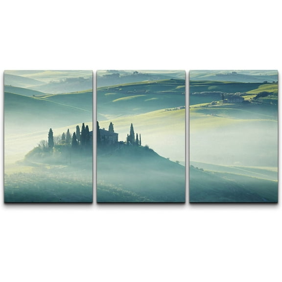 wall26 Canvas Print Wall Art Set Cottage in Misty Italian Countryside Nature Wilderness Photography Realism Contemporary Scenic Colorful Multicolor for Living Room, Bedroom, Office - 16"x24"