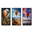 thumbnail image 2 of Designart "Exploring the Skies Coral Hot Air Balloon II" Hot Air Balloon Framed Wall Art Set Of 3 - Coral Hot Air Balloon Frame Canvas Set For Living Room Decor, 2 of 7