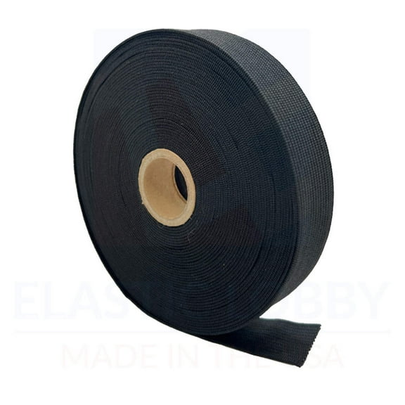 1" (25mm) Black Knitted Elastic - US Made - 5 yards
